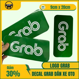 Combo 2 Tem Logo GRAB Dành Cho Xe Chạy GRABCAR. Decal Loại Tốt Chống Nước Khi Tháo Không Bám Keo