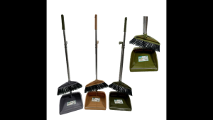 Plastic Broom & Comb Teeth Dustpan with Metal Handle