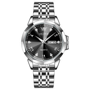 OLEVS Fragrance Watch For Men Waterproof Original Quartz Calendar Luminous Silver Gold Relo