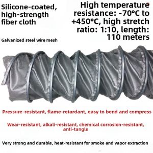 Gray Silicone Glass Fiber Mesh Reinforced Canvas Steel Wire High Temperature Resistant Expandable Duct Soft Tube Value Pack