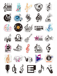 Piano Musical Note Sticker Children Reward Musical Instrument Sticker Music Piano Art School Prize Small Gift Reward Sticker