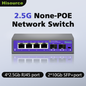 Hisource 2.5G 4 8 Port Ethernet Switch None POE Networck Switch Uplink 2*10G Port for IP Camera/Wireless AP