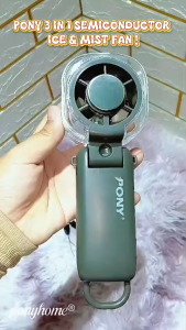 PONY Handheld Fan Semiconductor Ice Cooling Fan Mist Spray Portable USB Fan 199 Gears Foldable MY Ready Stock Selangor