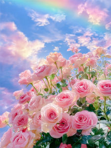 HUACAN Diamond Paintings Rose Flower Fairy Dust AB Full Kit Round Drill Diamond Mosaic Sea On The Basement Landscape