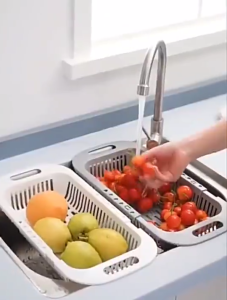 Keranjang Cuci Saringan Buah & Sayur Tempat Cuci Wastafel Serbaguna untuk Dapur