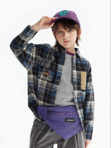 Boys Preppy Plaid Quilted Shirt Jacket