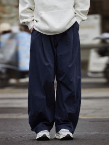 กางเกงขายาวทรงตรงสีพื้นหลวมๆ สไตล์ญี่ปุ่นย้อนยุคสำหรับทั้งชายและหญิง กางเกงขายาวทรงลำลองฤดูใบไม้ผลิที่สวมใส่สบาย