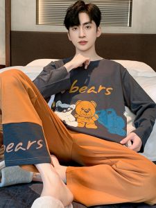 Boy Pajamas 2024 New Arrival Spring and Autumn Pure Cotton Long Sleeves Men Cartoon Youth Student Teens Thin Suit