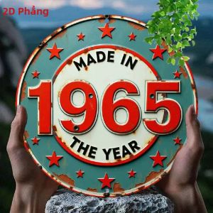 CIFbuy | Biển Hiệu Bằng Thiếc Nhôm Cổ Điển Sản Xuất Năm 1965 Tranh Treo Tường Tròn Trang Trí Mộc Mạc Với Ngôi Sao Đỏ Thiết Kế Màu Xanh Mòng Két Và Màu Trắng Mảng Kim Loại Trang Trí