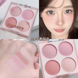 4 Colors Matte Blush Powder Set - Sweet Warm Tone Face Makeup Cheek Brightener Cosmetic Illuminator for Enhanced Facial Beauty