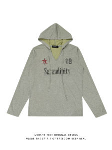 เสื้อยืดคอกลมแขนยาวพิมพ์ลายตัวอักษรสไตล์ย้อนยุคสไตล์อเมริกันสำหรับฤดูร้อนสำหรับผู้ชายและผู้หญิง ทรงหลวม ระบายอากาศได้ดี