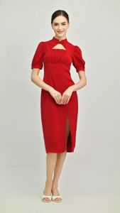 BebeBeige Chinese Collar Dress Red
