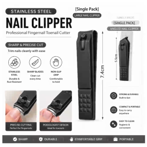 Stainless Steel Nail Clipper Professional Fingernail Toenail Cutter Pedicure Grooming Tool
