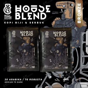 HOUSE BLEND BRONZE KOPI ESPRESSO 30 ARABIKA / 70 ROBUSTA MINUMAN KOPI ESPRESSO MEDIUM TO DARK 1000 500 250 100 GRAM. GILINGAN SANGAT HALUS HALUS  MEDIUM KASAR BIJI UTUH.