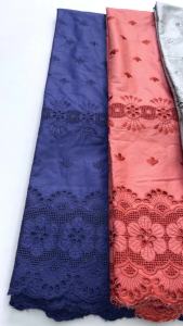 Premium African Cotton Lace Fabric Embroidered Floral & Scalloped Trim - Delicate Poly Blend For Dresses Blouses (Multi-Color)​