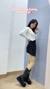 PINKEY P129 SEPATU BOOTS IMPORT WANITA SEPATU MARTIN TINGGI SEBETIS BLACK
