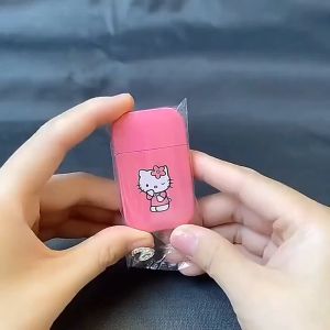 🇵🇭Creative Hello Kitty Pink Flame Lighter Kuromi Recycle Inflatable Kawaii My Melody Windproof Boyfriend KTV Bar Gift