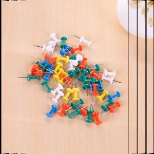 Push Pins With 30pcs Box Reusable Plastic Colored Head Flat Thumb Tacks Paper Pin Office Stationery DIY Map Photo Wall