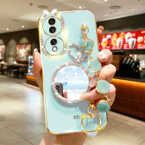 Honor90 pro Phone Case Mirror Surface Anti-Fall Full Cover Makeup Bracelet Soft Shell Fashionable Luxury Silicone Protective Case