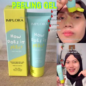 IMPLORA Exfoliating Gel 50gr With AHA BHA - Exfoliasi Wajah Untuk Wanita Pria With Caviar Collagen Mengangkat Sel Kulit Mati Smooth Brightening Skincare Peeling Face Scrub Eksfoliasi Pencerah
