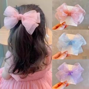 Mesh Gauze Bow Hairpins Baby Headwear Back Head Hair Clip Fairy Princess Girl Bowknot Top Clips Sweet Kids Hair Accessories
