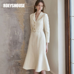 Roey s house | Elegant French Fragrant Style Coarse Tweed Fish Tail Winter Dress