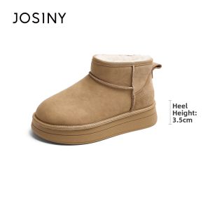 Josiny | White Warm Snow Boots Thicken Furry Short Boot Thick Sole
