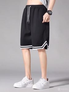 Summer Thin Shorts Men Breathable Mesh Fabric Baggy Basketball Short Sporty Bermuda Knee Length Pants Running Joggers Sweatpants
