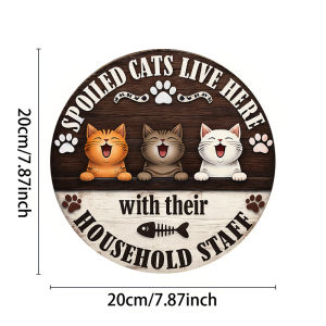 CIFbuy | SPOILED CATS Metal Sign 20cm Round Tin Decor For Home Bar Garage