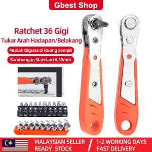 Gbest Bidirectional 90°Right Angle Ratchet Screwdriver 36-Tooth Magnetic 1/4" Hex Quick Switch for Tight Spaces Forward Reverse One-Handed Tool