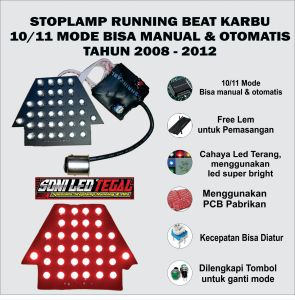 stop stoplamp led running beat karbu tahun 2008 - 2012 10 11 mode PNP