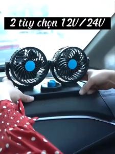 Quạt Đôi Đa Năng Xoay 360 Độ Công Suất Lớn Cho Ô Tô Xe Hơi. Gồm 12v và 24v cho bạn lựa chọn - Phụ Kiện 4 Bánh