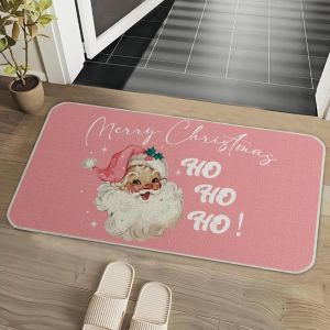 VIKAMA Người Tuyết Dễ Thương Kẻ Sọc Cây Màu Hồng Giáng Sinh Thảm Cửa Chống Trơn Trượt Mùa Đông Thảm Cho Lối Vào Trang Trí Nhà Chống Phai Màu Phong Cách Hiện Đại