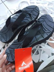 SANDAL PRIA JEPIT HITAM EEGER POLOS FULLBLACK ADVENTURE HIKING eeger