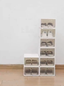 พลาสติก งตู้รองเท้  ระกอบง่าย  กล่องเก็บรองเท้า  ฝาหน้าเปิดปิดได้  กล่องรองเท้า ได้หลายชั้น กันฝุ่น กันน้ำ ตู้เก็บรองเท้าสินค้าต้องประกอบเอง 6 สี ชั้นวางรองเท้า  ตู้เก็บรองเท้า กล่องใส่รองเท้า