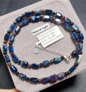 Eunegems Natural Blue Sugilite Bracelet Blue Sugilite Necklace Sirong Galaxy Blue Sugilite High Grade 天然原矿星际蓝丝绒苏纪石