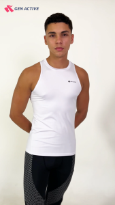 GEN ACTIVE Kaos Olahraga Running Pria Kaos Singlet Cowok Lari Baselayer Pakaian Sport Gym Fitness