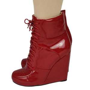 รองเท้าบู๊ทส์ส้นสูงสีแดงสำหรับผู้หญิง ขนาดใหญ่ 45 46 47 48 รองเท้าบู๊ทส์ส้นสูงแบบลำลอง ทรงหัวมน ทรงหัวมน รองเท้าบู๊ทส์ส้นสูง