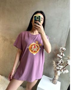 BUNNY PIZZA TEE- atasan kaos wanita