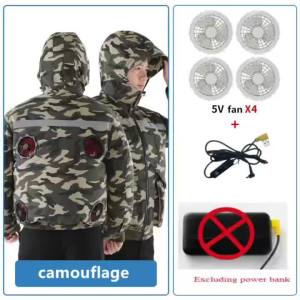 Áo Khoác Nam Thời Trang Rộng Rãi Tích Hợp 4 Quạt Điện Chống Nắng Chất Liệu Polyester Khóa Kéo Thích Hợp Cho Công Trường Làm Việc Ngoài Trời