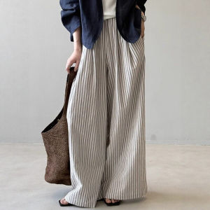 CHOEFULYN | Navy Blue Stripe Loose Trousers