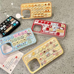 MrHaHa Case For iphone 16 promax iphone 15 promax 15pro iPhone 16 15 14 13 12 11 Pro Max Cartoon Cute Keyboard Design Kitty Cat Bear Puppy Phone Cases Protective Silicone Shockproof Soft Back Cover