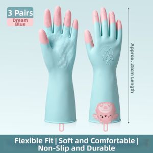 DINGQING | Dishwashing Gloves Waterproof Durable Anti-slip Nitrile Latex