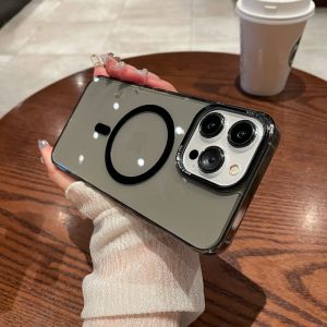 HOCE Transparent Glass Magsafe Phone Case for iPhone 15 14 13 Pro Max Plus Cases Ultra Thin Hard Acrylic PC Shockproof Cover
