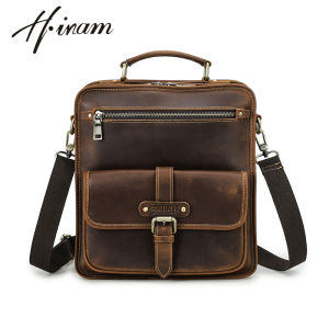 Genuine Leather Men Shoulder Bags Retro Luxury Designer Crossbody Bags Male Messenger Bags Handbags Travel Bags for 12.9 inch iPad Pro