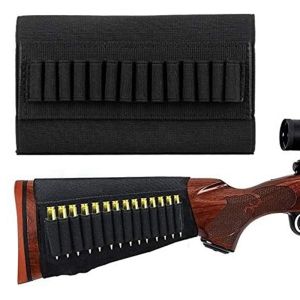 14 Rounds Rifle Buttstock Shell Ammo Holder 5.56mm Rifle Shell Magazine Pouch Hunting Bullet Cartridge Bandolier Carrier