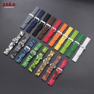 20/22/24/26mm Stitching Sports Silicone Watch Bands Soft Comfortable Rubber Watch Strap for Panerai Blue Black Brown Accessories