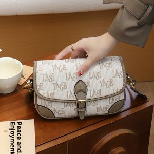 BAORUIFU | Vintage Print Small Square Bag with Wide Shoulder Strap
