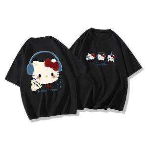 Sanrio | Miniso Vacation 2026 Hello Kitty Print Women Men Cute Cartoon Top Loose Casual Short-sleeved T-shirt Round Neck Hot-selling