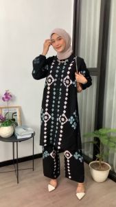 Ariefa Batik - Bisa COD One Set Tunik Twill Rayon Premium Setelan Tunik Busui Batik Cap Pekalongan Kekinian